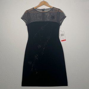 NWT J.R. Nites Dress by Caliendo Petite Midi Black Size 4